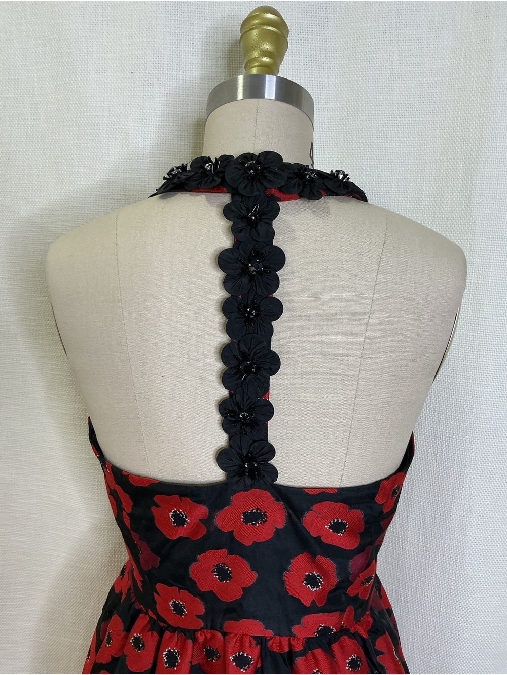 Kate Spade Floral Fit Flare Dress Size 2 Black Red Poppy Sleeveless Chic - Picture 6 of 10